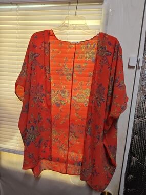 Soprano Orange Floral Kimono-Style Tunic